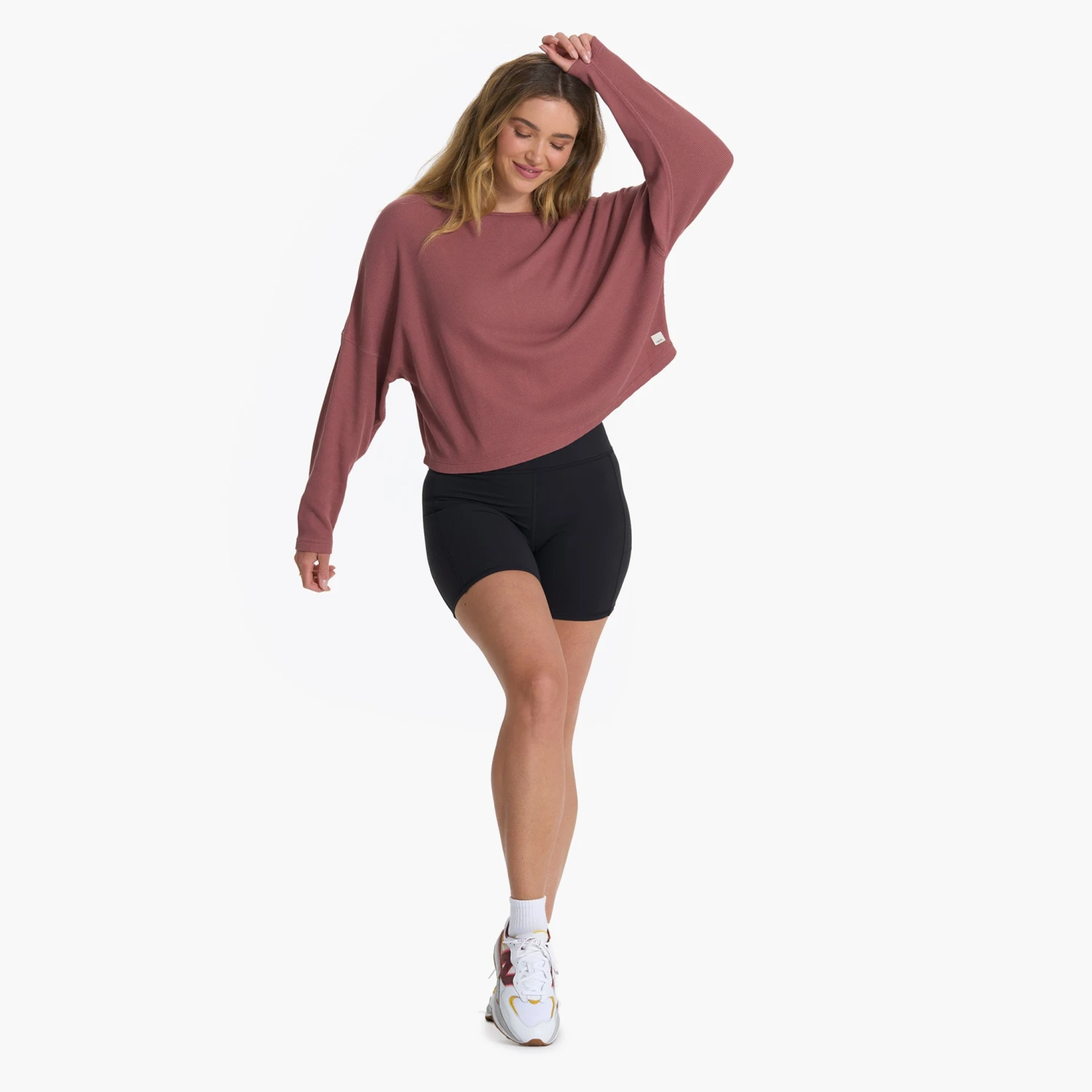 Slouchy Waffle Crew | Rosewood - Image 6