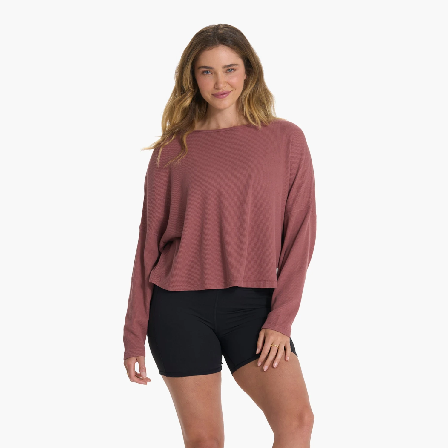 Slouchy Waffle Crew | Rosewood - Image 3