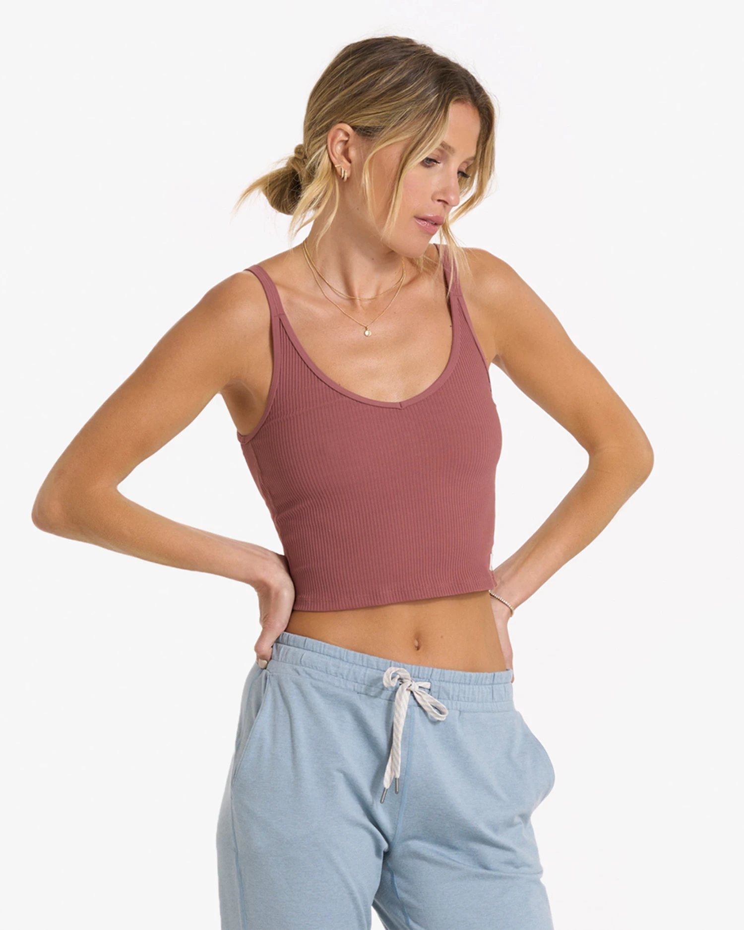 Rib Crop Tank | Rosewood - Image 4